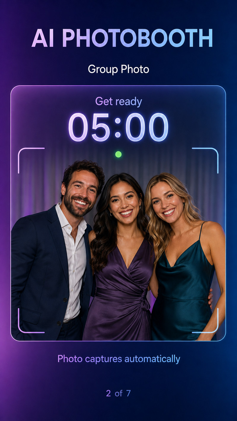 AI Photobooth Step 2: Camera and automatic countdown screen