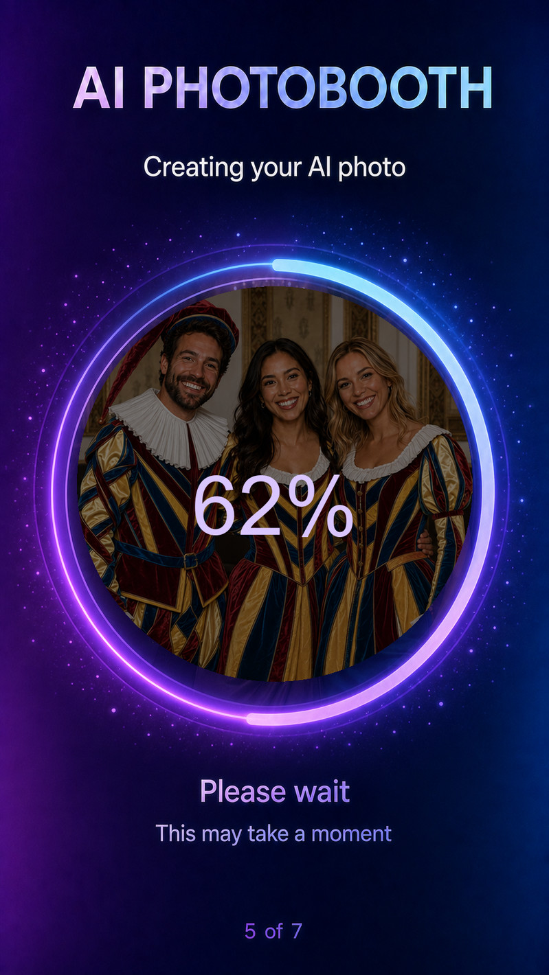 AI Photobooth Step 5: Generate the AI photo progress screen