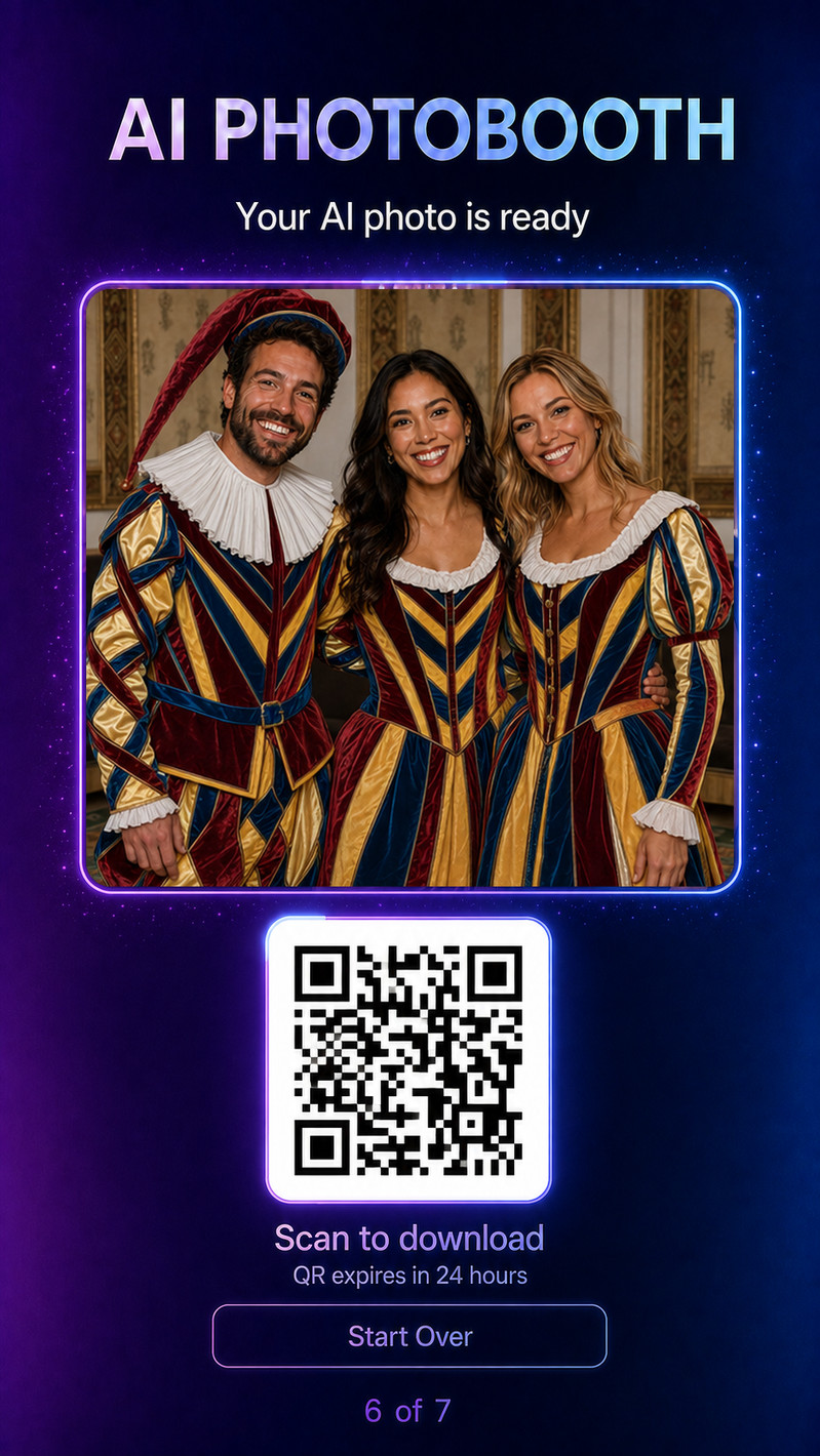 AI Photobooth Step 6: Show the result and QR code