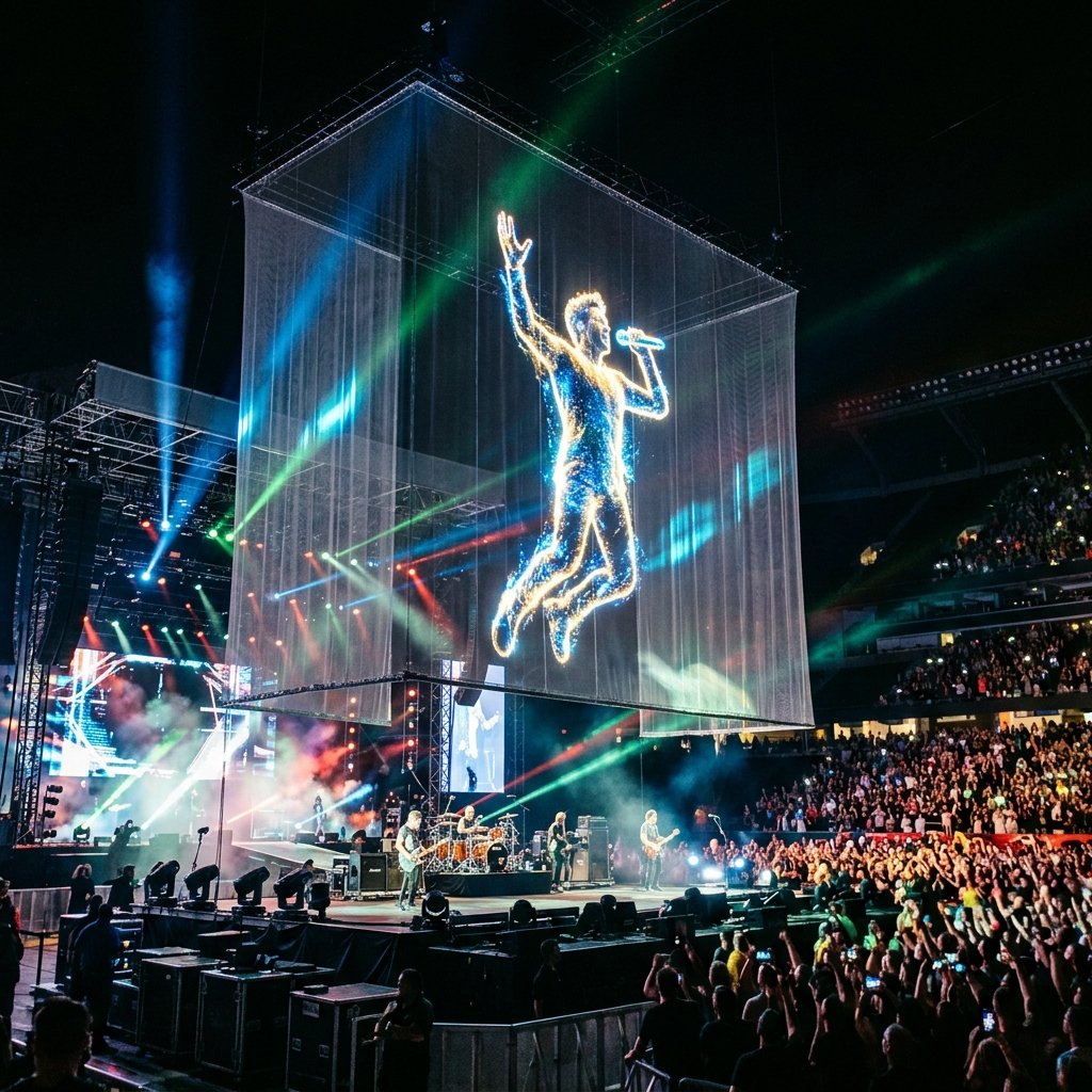 Engineered event stage with LED walls and show lighting