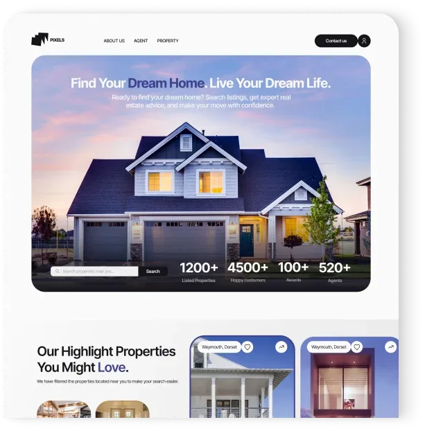 PIXELS REAL ESTATE AGENCY — Real Estate Landing Page